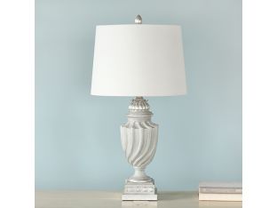 Off White And Silver Tipped Urn Table Lamp