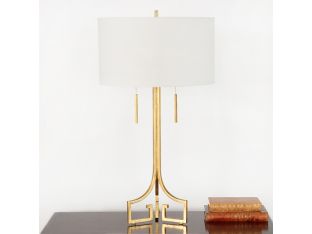Antique Gold Table Lamp with Greek Key Base