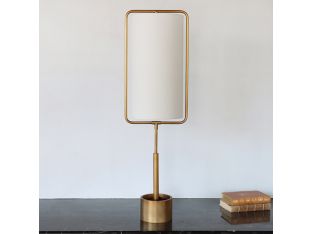 Natural Brass Table Lamp w/ Ensconced White Shade