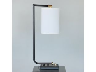 Brass and Black Metal Desk Lamp with Charger