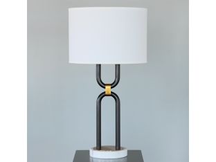 Double U Black and Brass Table Lamp