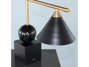 Geometric Black and Brass Desk Lamp