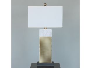 Matte Brass and White Marble Finish Table Lamp