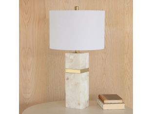 White Alabaster and Brass Finish Table Lamp