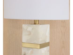 White Alabaster and Brass Finish Table Lamp