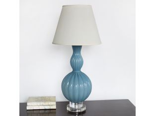 Powder Blue Glass Gourd Table Lamp
