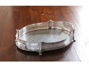 Antique Silver Chippendale Pierced Gallery Tray
