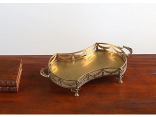 Antique Brass Garland Footed Tray