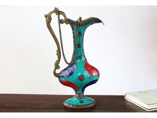 Turquoise Tile Pattern Indian Pitcher