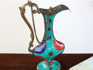 Turquoise Tile Pattern Indian Pitcher
