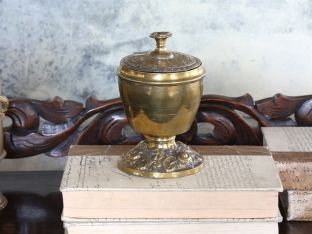 Ornate Brass Urn with Hinged Lid