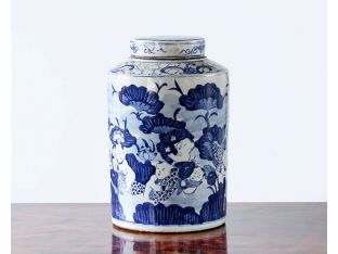 Blue and White Floral Chinese Urn