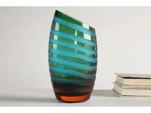 Green and Blue Angle Cut Vase