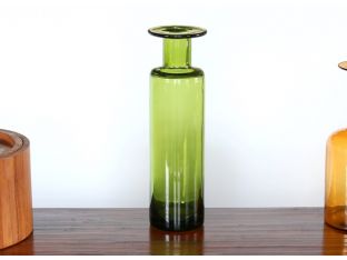 Vintage Scandinavian Green Glass Vase
