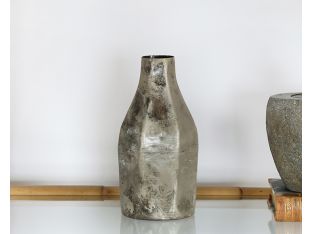 Medium Iron Vase W/ Antique Silver Finish