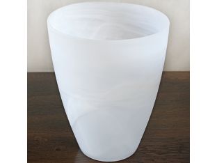Large Matte Alabaster White Swirl Vase