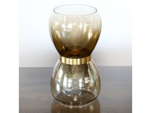 Small Glass & Copper Smoke Lustre Vase 