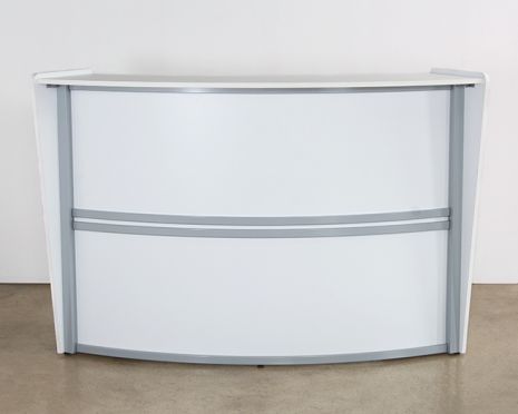 Crescent Shaped White And Silver Reception Desk