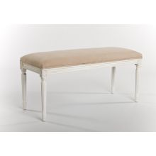 Cream Ultrasuede French Style Bench with Antique White Frame