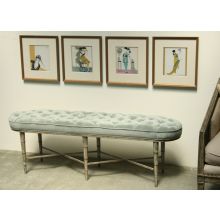 Antique Teal Tufted Bench