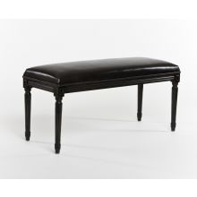 Black Leather French Bench