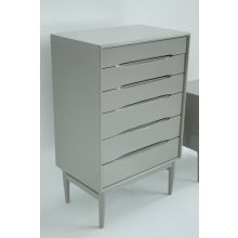 Chelsea Textiles Mid-Century Chest of Drawers in Ash Gray Lacquer