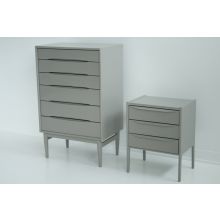 Chelsea Textiles Mid-Century Chest of Drawers in Ash Gray Lacquer