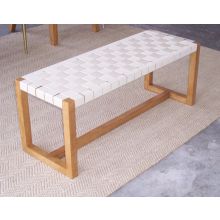 Blonde Wood Bench with Natural Straps