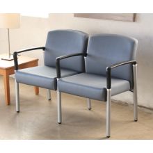 Gray Upholstered 2-Seater Waiting Room Chair