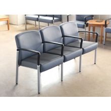 Gray Upholstered 3-Seater Waiting Room Chair