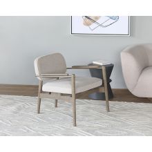 Taupe Arm Chair With Oak Frame