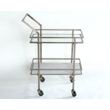 Antique Pewter and White Marble Bar Cart