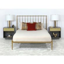Queen Metal Bed In Flat Gold Finish 