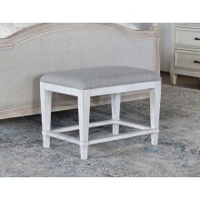 Antique White Bench With Dove Grey Linen Top