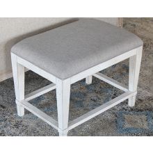 Antique White Bench With Dove Grey Linen Top