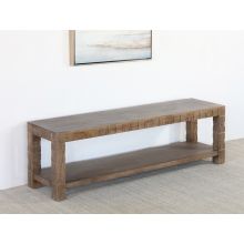 Brown Carved Accent Bench 
