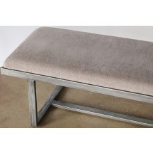  Distressed Grey Metal Upholstered Bench 