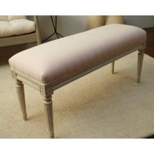 Chelsea Textiles Antique White With Pink Muslin Gustavian Bench