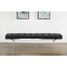 3 Seater Black Leather Bench
