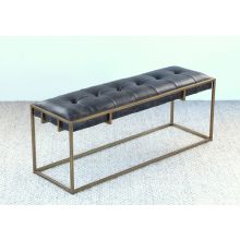 Oxford Bench in Antique Brass and Aged Leather