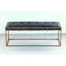 Oxford Bench in Antique Brass and Aged Leather