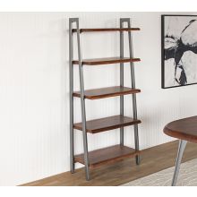 Walnut And Charcoal Steel Bookcase