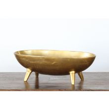 Large Antique Brass Aluminum Oval Bowl
