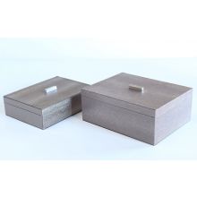 Set of 2 Faux Alligator Silver Boxes