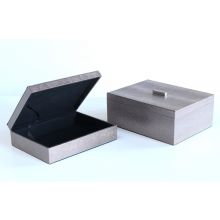 Set of 2 Faux Alligator Silver Boxes