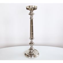 Large Nickel Finish Pillar Candle Holder