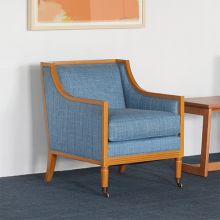Vintage Blue Club Chair With Maple Frame