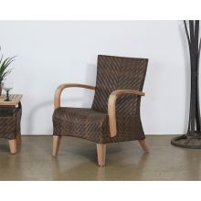 Brown Outdoor Club Chair With Wooden Arms