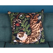 Black Floral Tiger Pillow - Cleared