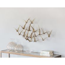 Abstract Brass Seagulls Wall Sculpture
